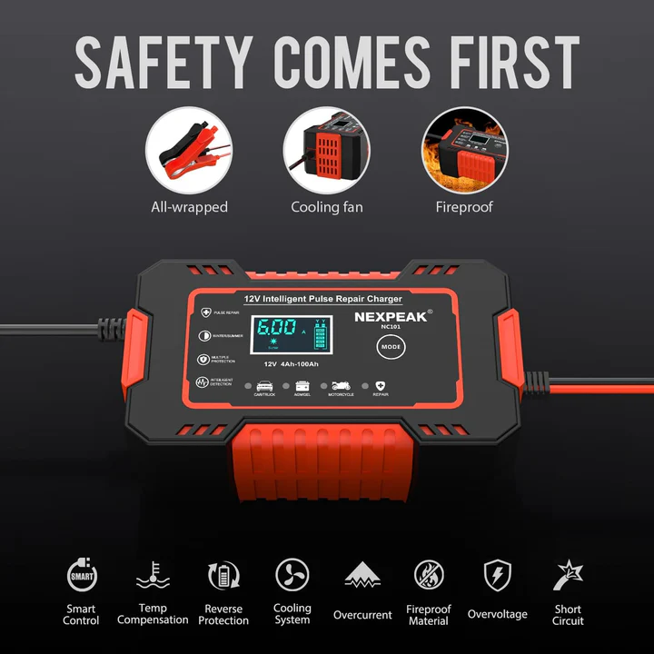 CARGADOR Y ARRANCADOR DE BATERÍA 12V-6A